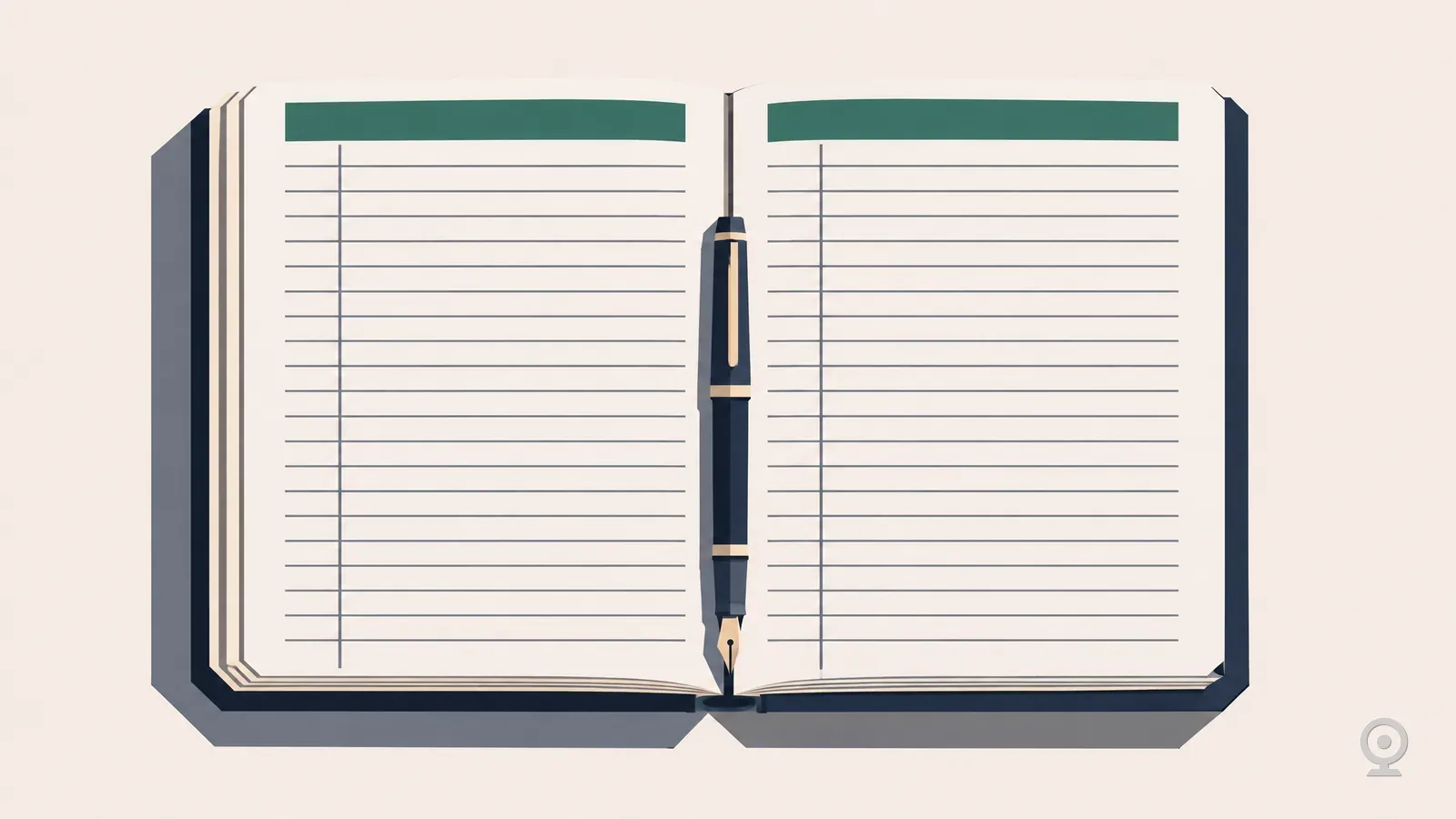 Art Deco illustration of a blank journal open on ruled columns